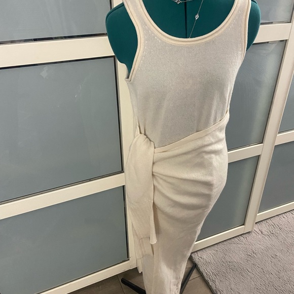 NWT JONATHAN SIMKHAI Flynn Recycled Cashmere Wrap Dress -Ivory - Picture 5 of 15